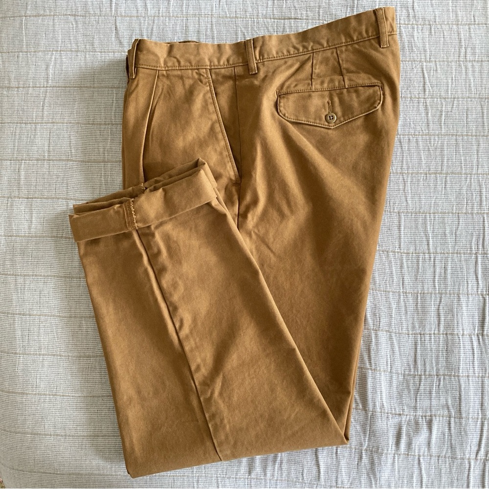 J. Crew pleated, relaxed khaki pants w/ back flap pockets